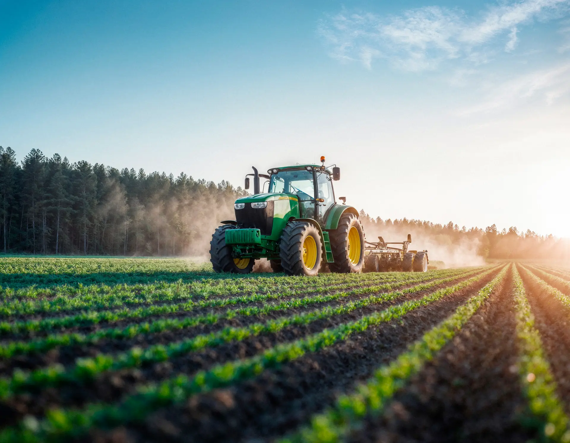 Tractor en campo agrícola